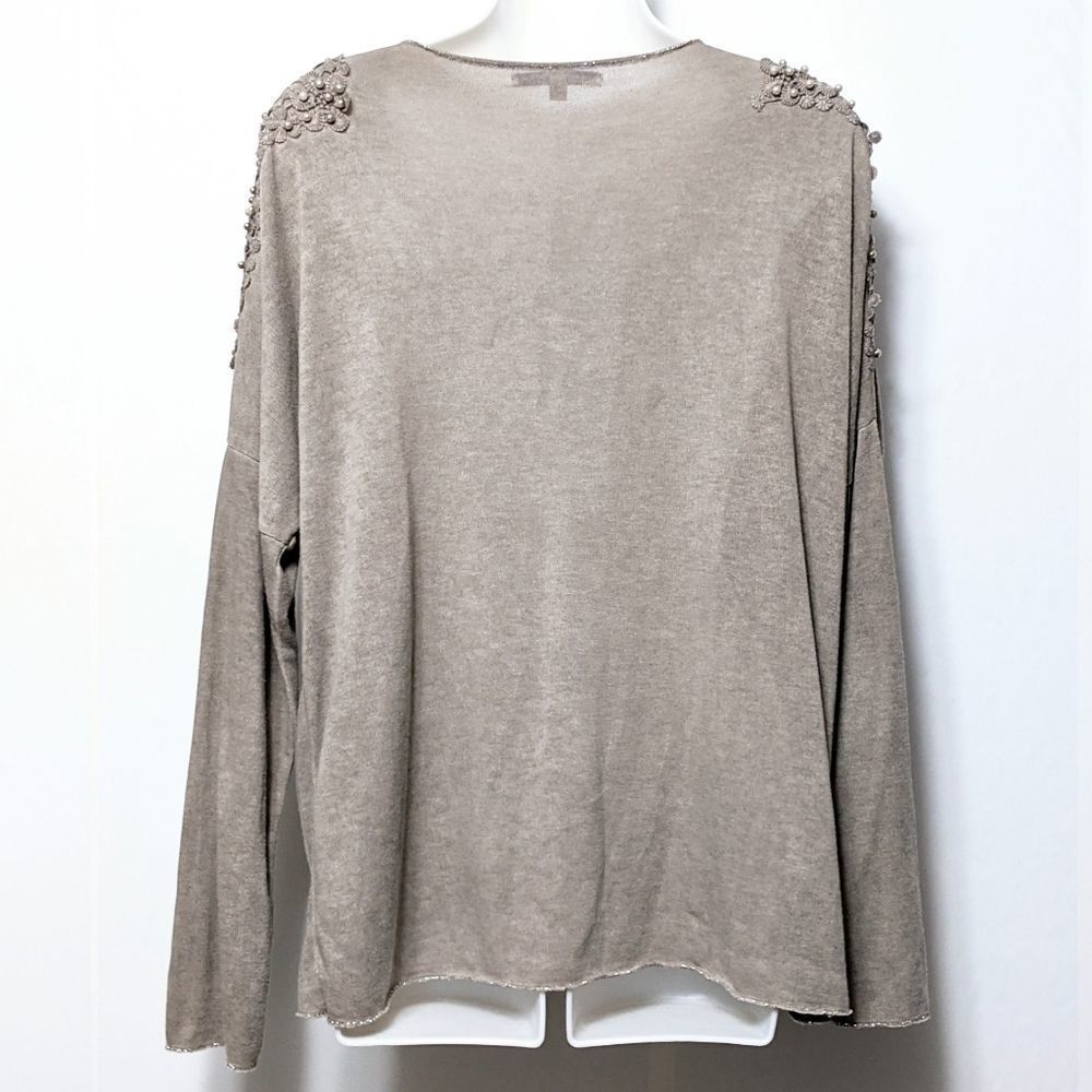 TEMPO PARIS Pearl Embellished Metallic Sweater M/L - Picture 5 of 8